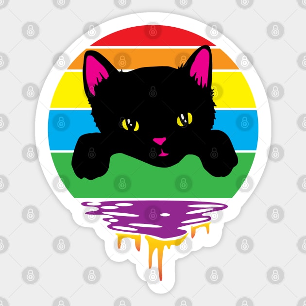 Rainbow Sunset Kitten Sticker by Shawnsonart